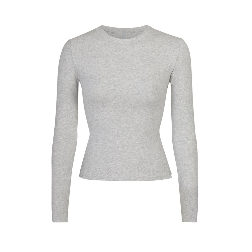 Skims Cotton Jersey Long Sleeve Light Heather Grey S